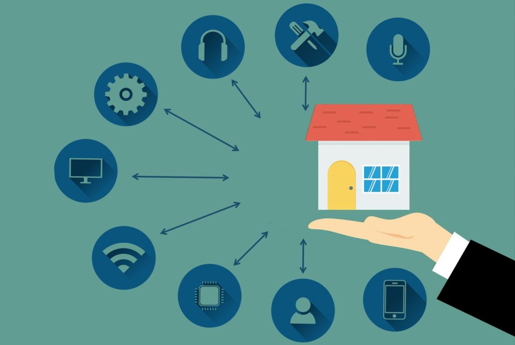 Graphic showing various smart home system components highlighting the benefits of technology for single mothers