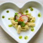 Pasta dish with microgreen for baby lunch