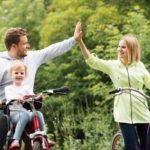 Family on bikes