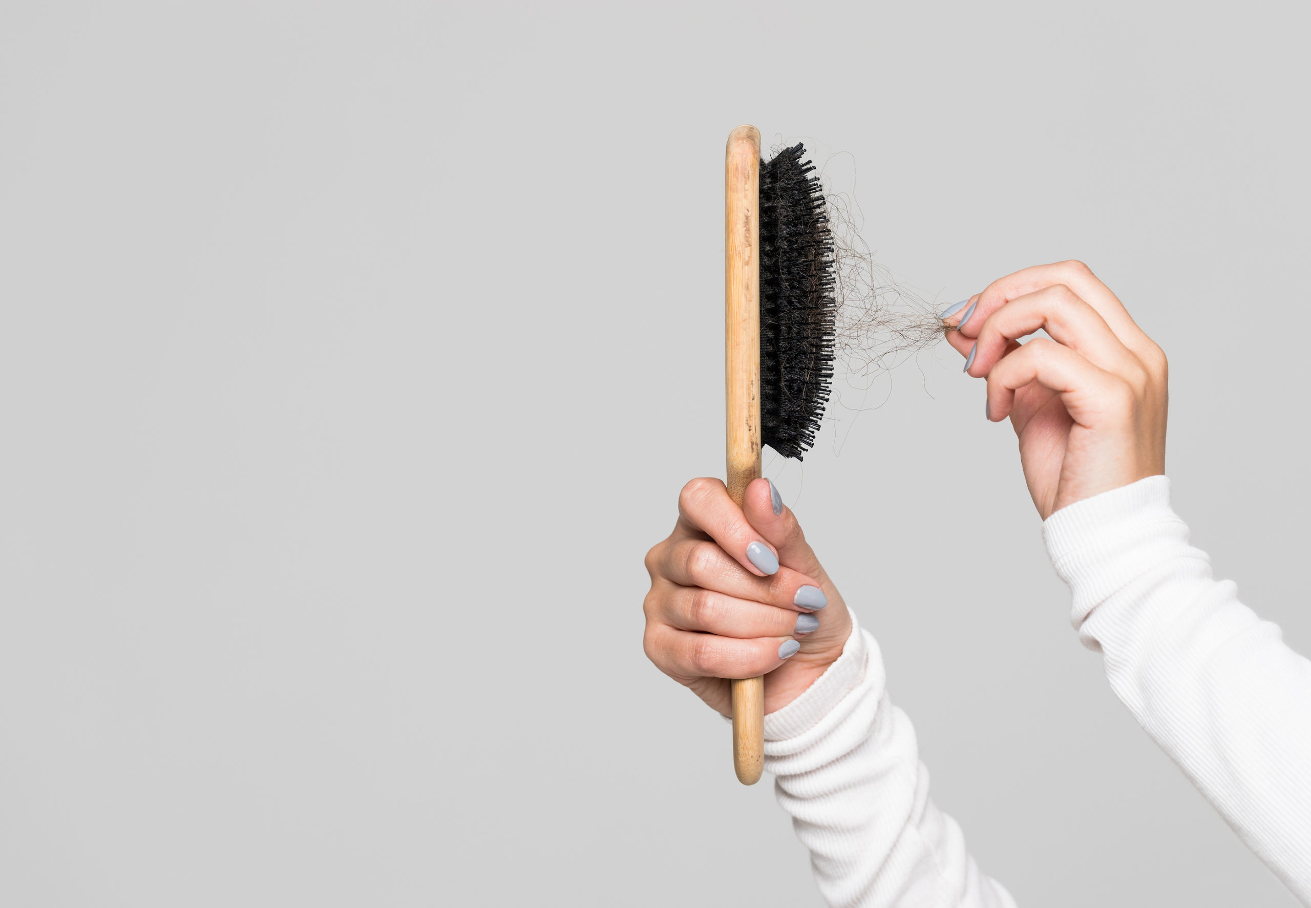 hairbrush with excessive hair fall (Laser Cap for postpartum hair fall)